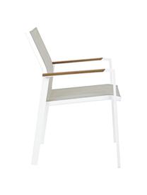Stohovatelná zahradní židle s područkami Elias, Bílá, greige, dřevo, Š 57 cm, H 62 cm