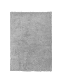 Pluizig hoogpolig vloerkleed Leighton in grijs, Bovenzijde: microvezels (100% polyest, Onderzijde: 70% polyester, 30% katoen, Grijs, B 80 x L 150 cm (maat XS)