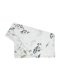 Chemin de table en coton Herbier, 100 % coton, Blanc, tons verts, larg. 50 x long. 160 cm