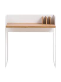 Kleiner Schreibtisch Camille mit Ablage, Beine: Metall, lackiert, Holz, Weiß lackiert, B 90 x T 60 cm