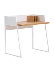 Petit bureau en bois Camille, Bois, blanc laqué, larg. 90 x prof. 60 cm