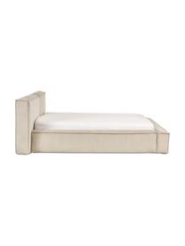 Cama tapizada en pana Lennon, con espacio de almacenamiento, Tapizado: pana (98% poliéster, 2% p, Estructura: madera de pino maciza con, Patas: madera con certificado FS, Pana beige, An 200 x L 200 cm