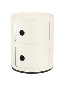 Contenitore di design con 2 cassetti Componibili, Plastica (ABS), laccata, certificata Greenguard, Bianco crema lucido, Ø 32 x Alt. 40 cm