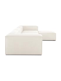 Modulares Sofa Lennon (4-Sitzer) mit Hocker, Bezug: 100% Polyester Der strapa, Gestell: Massives Kiefernholz, FSC, Füße: Kunststoff, Webstoff Beige, B 327 x T 207 cm