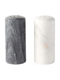 Salz- und Pfefferstreuer Agata aus Marmor, 2er-Set, Marmor, Weiß, Schwarz, marmoriert, Ø 5 x H 10 cm