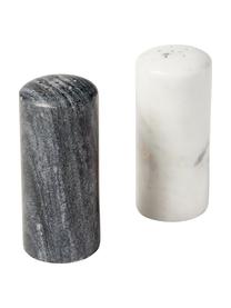 Komplet solniczki i pieprzniczki z marmuru Agata, 2 elem., Marmur, Biały, czarny, Ø 5 x W 10 cm