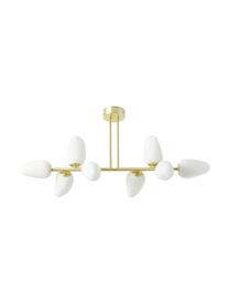 Stropná lampa z opálového skla Lilja, Biela, mosadzné odtiene, Š 100 x V 44 cm