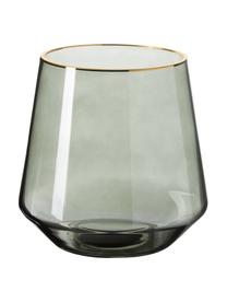 Ručně foukaná skleněná váza se zlatým okrajem Joyce, Sklo, Šedá, transparentní, Ø 16 cm, V 16 cm