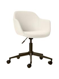 Gestoffeerde bureaustoel Fiji met smalle zitvlak, Bekleding: 100% polyester, Frame: gepoedercoat metaal, Wieltjes: kunststof, Geweven stof wit, B 66 x D 66 cm