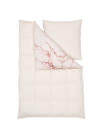 Pościel z perkalu Malin, Wzór marmurowy, różowy, 135 x 200 cm + 1 poduszka 80 x 80 cm