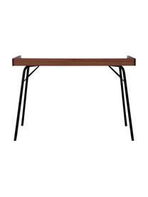 Psací stůl s dýhou z ořechu Rayburn, Tmavé dřevo, černá, Š 115 cm, H 52 cm