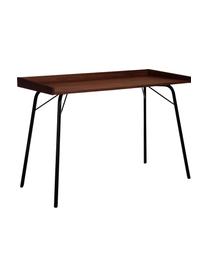 Psací stůl s dýhou z ořechu Rayburn, Tmavé dřevo, černá, Š 115 cm, H 52 cm