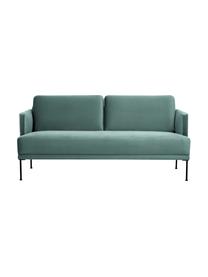 Sofa z aksamitu z metalowymi nogami Fluente (2-osobowa), Tapicerka: aksamit (wysokiej jakości, Stelaż: lite drewno sosnowe z cer, Nogi: metal malowany proszkowo, Jasnozielony aksamit, S 166 x G 85 cm