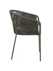 Gartenstuhl Yanet, Bezug: 100 % Polyester, Gestell: Metall, galvanisiert, Dunkelgrün, Webstoff Beige, B 56 x T 55 cm