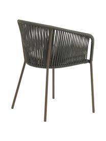 Gartenstuhl Yanet, Bezug: 100 % Polyester, Gestell: Metall, galvanisiert, Dunkelgrün, Webstoff Beige, B 56 x T 55 cm