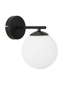 Kinkiet ze szkła opalowego Atlanta, Stelaż: metal malowany proszkowo, Biały, czarny, Ø 15 x W 22 cm