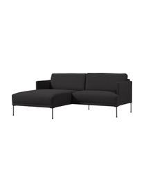 Kleine hoekbank Fluente met metalen poten, Bekleding: 100% polyester De slijtva, Frame: massief grenenhout, FSC-g, Poten: gepoedercoat metaal, Geweven stof donkergrijs, B 198 x D 152 cm, hoekdeel links