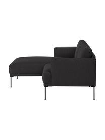 Kleine hoekbank Fluente met metalen poten, Bekleding: 100% polyester De slijtva, Frame: massief grenenhout, FSC-g, Poten: gepoedercoat metaal, Geweven stof donkergrijs, B 198 x D 152 cm, hoekdeel links