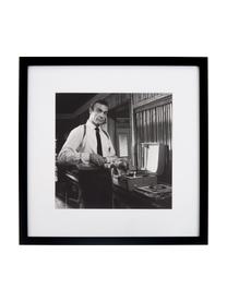 Oprawiony druk cyfrowy Connery, Stelaż: tworzywo sztuczne, Ilustracja: czarny, biały Stelaż: czarny, S 40 x W 40 cm