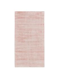 Handgeweven viscose vloerkleed Jane in roze, Onderzijde: 100% katoen, Roze, B 80 x L 150 cm (maat XS)