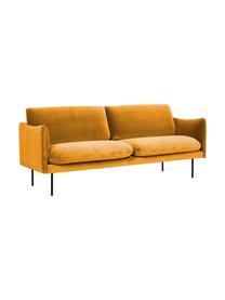 Samt-Sofa Moby (2-Sitzer) mit Metall-Füßen, Bezug: Samt (Hochwertiger Polyes, Gestell: Massives Kiefernholz, FSC, Füße: Metall, pulverbeschichtet, Samt Senfgelb, B 170 x T 95 cm