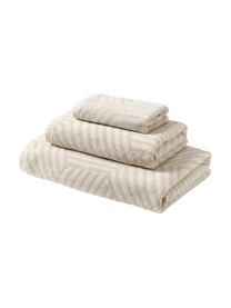 Set de toallas Fatu, 3 uds., Tonos beige, Set de diferentes tamaños