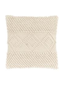 Kissenhülle Paulina aus Wolle mit dekorativer Verzierung, Beige, B 40 x L 40 cm