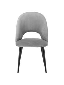 Krzesło tapicerowane z aksamitu Rachel, Tapicerka: aksamit (100% poliester) , Nogi: metal malowany proszkowo, Szary aksamit, S 53 x G 57 cm
