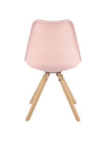 Kunststoffstühle Max mit gepolsterter Sitzfläche in Rosa, 2 Stück, Sitzfläche: Kunstleder, PVC-Kunststof, Beine: Buchenholz, Rosa, B 46 x T 54 cm