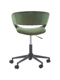 Krzesło obrotowe z aksamitu Grace, Tapicerka: aksamit poliestrowy Dzięk, Stelaż: metal malowany proszkowo, Aksamitny leśny zielony, S 56 x G 54 cm