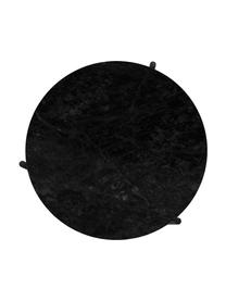 Runder Marmor-Beistelltisch Ella, Tischplatte: Marmor, Gestell: Metall, pulverbeschichtet, Schwarz, marmoriert, Ø 40 x H 50 cm