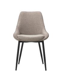Esstisch Yumi mit Polsterstühlen, 5-tlg., Tischplatte: Mitteldichte Holzfaserpla, Beine: Gummibaumholz, massiv und, Bezug: 100 % Polyester, Beine: Metall, pulverbeschichtet, Holz, schwarz lackiert, Webstoff Beige, Set mit verschiedenen Größen