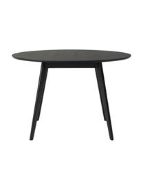 Esstisch Yumi mit Polsterstühlen, 5-tlg., Tischplatte: Mitteldichte Holzfaserpla, Beine: Gummibaumholz, massiv und, Bezug: 100 % Polyester, Beine: Metall, pulverbeschichtet, Holz, schwarz lackiert, Webstoff Beige, Set mit verschiedenen Größen