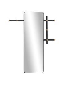 Espejo de pared con colgadores Will, Espejo: cristal, Parte trasera: tablero de fibras de dens, Negro, latón, An 105 x Al 140 cm
