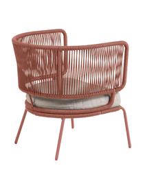 Garten-Loungesessel Nadin mit geflochtenem Seil, Gestell: Metall, verzinkt und lack, Bezug: Polyester, Altrosa, B 74 x T 65 cm