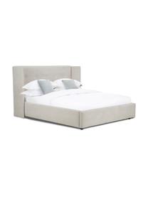 Gestoffeerd bed Star met opbergruimte in beige, Frame: massief grenenhout en pla, Bekleding: polyester (gestructureerd, Geweven stof beige, 160 x 200 cm
