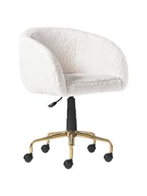 Teddy-Schreibtischstuhl Emmie, höhenverstellbar, Bezug: 100 % Polyester (Teddyfel, Gestell: Metall, beschichtet, Teddy Weiß, Goldfarben, B 58 x T 60 cm