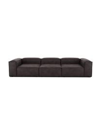 Sofá modular de cuero reciclado Lennon (4 plazas), Tapizado: cuero reciclado (70% cuer, Estructura: madera de pino maciza, ma, Patas: plástico Las patas están , Cuero marrón grisaceo, An 327 x F 119 cm