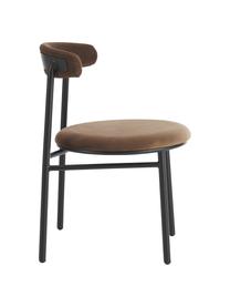 Krzesło tapicerowane z aksamitu Doggi, 2 szt., Tapicerka: 100% aksamit poliestrowy , Stelaż: metal powlekany, Brązowy, czarny, S 47 x G 50 cm