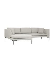 Divano angolare con piedini in metallo Emma, Rivestimento: poliestere, Struttura: legno di pino massiccio, , Piedini: metallo, verniciato a pol, Tessuto beige, Larg. 302 x Prof. 220 cm, chaise-longue a sinistra