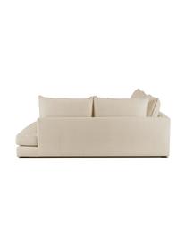 Sofa narożna Tribeca, Tapicerka: poliester Dzięki tkaninie, Stelaż: lite drewno sosnowe, Nogi: lite drewno bukowe, lakie, Ciemnobeżowa tkanina, S 274 x G 192 cm, prawostronna