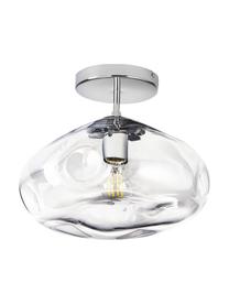 Deckenleuchte Amora aus transparentem Glas, Lampenschirm: Glas, Baldachin: Metall, gebürstet, Transparent, Chrom, Ø 35 x H 28 cm