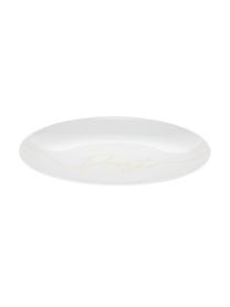 Komplet talerzy śniadaniowych z porcelany Cheers, 4 elem., Porcelana, Biały, odcienie złotego, Ø 21 cm