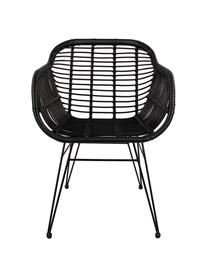 Polyratanové židle s područkami Costa, 2 ks, Černá, Š 59 cm, H 58 cm