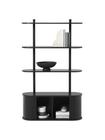 Regał ścienny z ryflowanym frontem Calary, Korpus: płyta pilśniowa średniej , Czarny, S 90 x W 152 cm