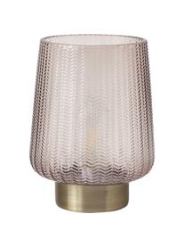 Malá přenosná stolní LED lampa s funkcí časovače Pretty Glamour, Sklo,kov, Šedobéžová, zlatá, Ø 19 cm, V 26 cm