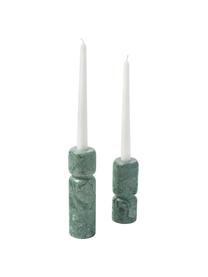 Lot de bougeoirs en marbre Como, 2 élém., Marbre, Vert, marbré, Lot de différentes tailles