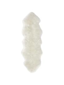 Vloerkleed van schapenvacht Oslo, glad, Bovenzijde: 100% schapenvacht, Onderzijde: 100% leer, chroomvrij gel, Crèmewit, B 60 x L 180 cm