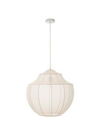 Lampada a sospensione in tessuto intrecciato Beau, Paralume: tessuto, Struttura: metallo verniciato a polv, Baldacchino: metallo verniciato a polv, Bianco crema, Ø 52 x Alt. 52 cm