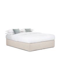 Łóżko kontynentalne bez zagłówka Enya, Nogi: tworzywo sztuczne, Ciemnobeżowa tkanina, S 160 x D 200 cm, stopień twardości H2